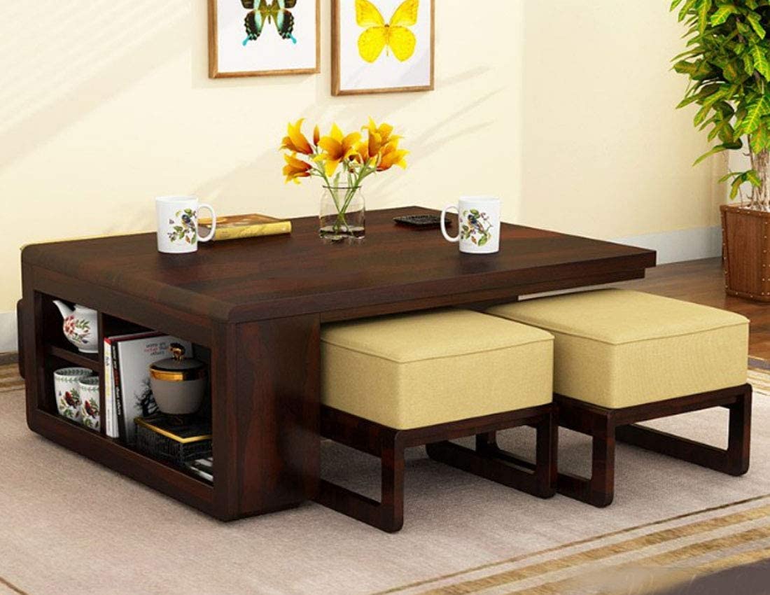 Buy ELTOP Engineered Wooden Furniture Center Table/Coffee Table/Tea Table  with Shelves top Marble Pattern Rectangular Shape Storage Capacity for Living  Room/Bedroom/Hall (Color- White) Online at Best Prices in India - JioMart.