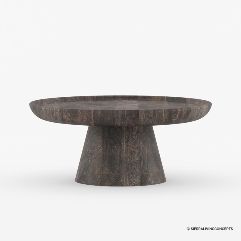 Solid Sheesham Wood Round Pedestal Coffee Table for living Room