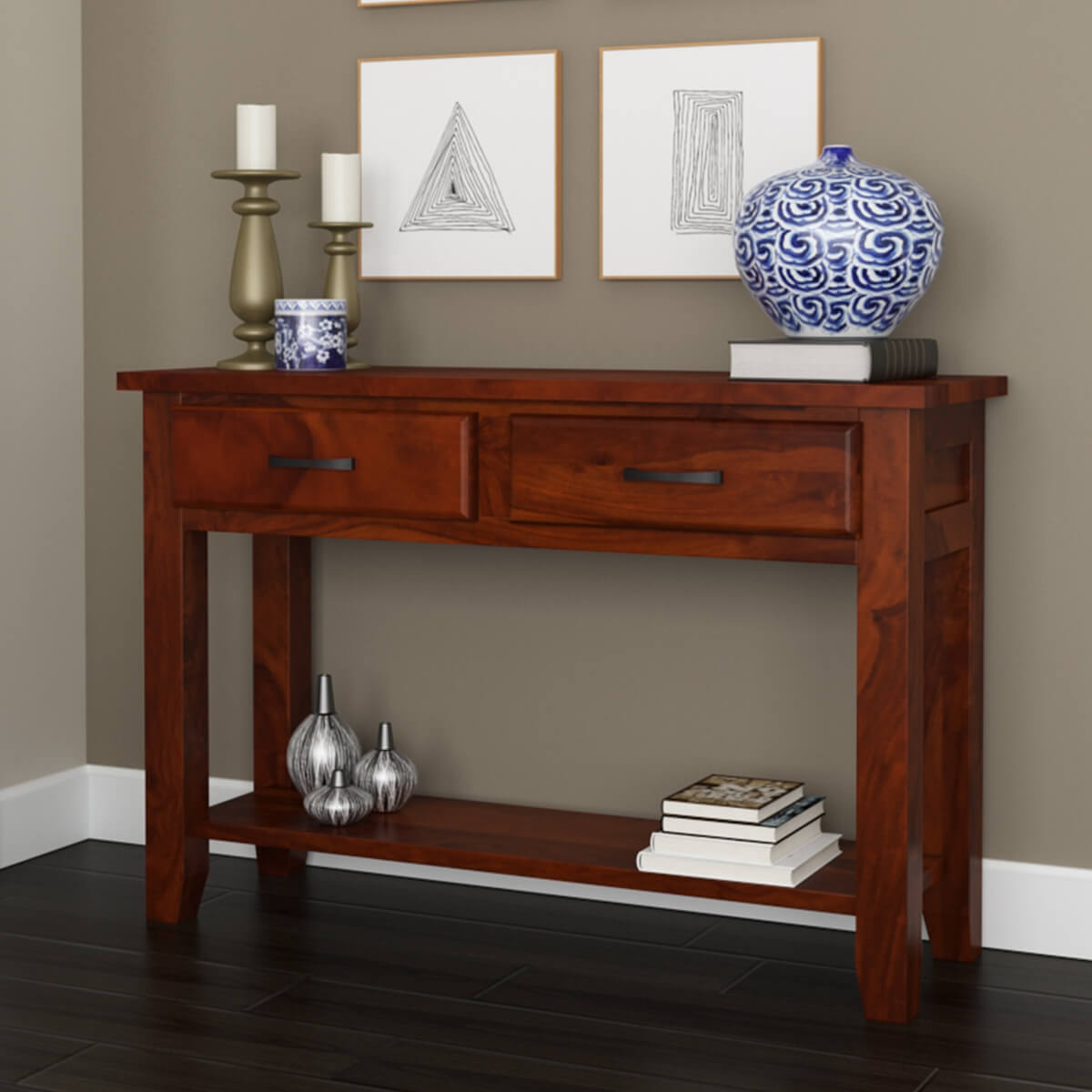 Wooden Console Table With Storage For