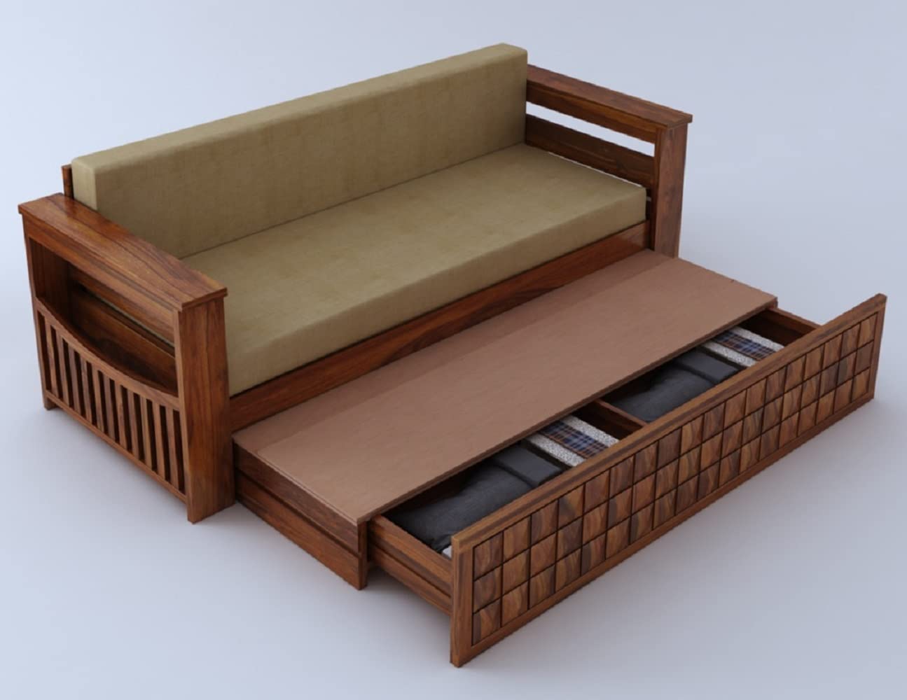 Solid Wood Sofa Bed With Storage