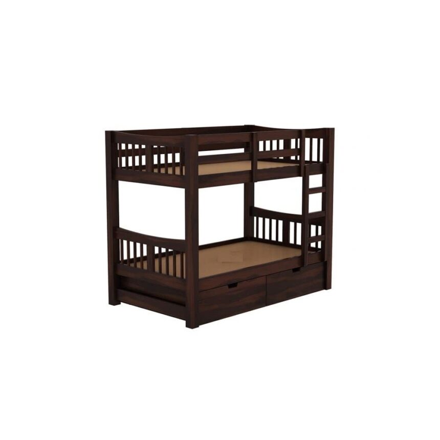 Sheesham Wood Sheesham Bunk Bed with Storage in Walnut Finish